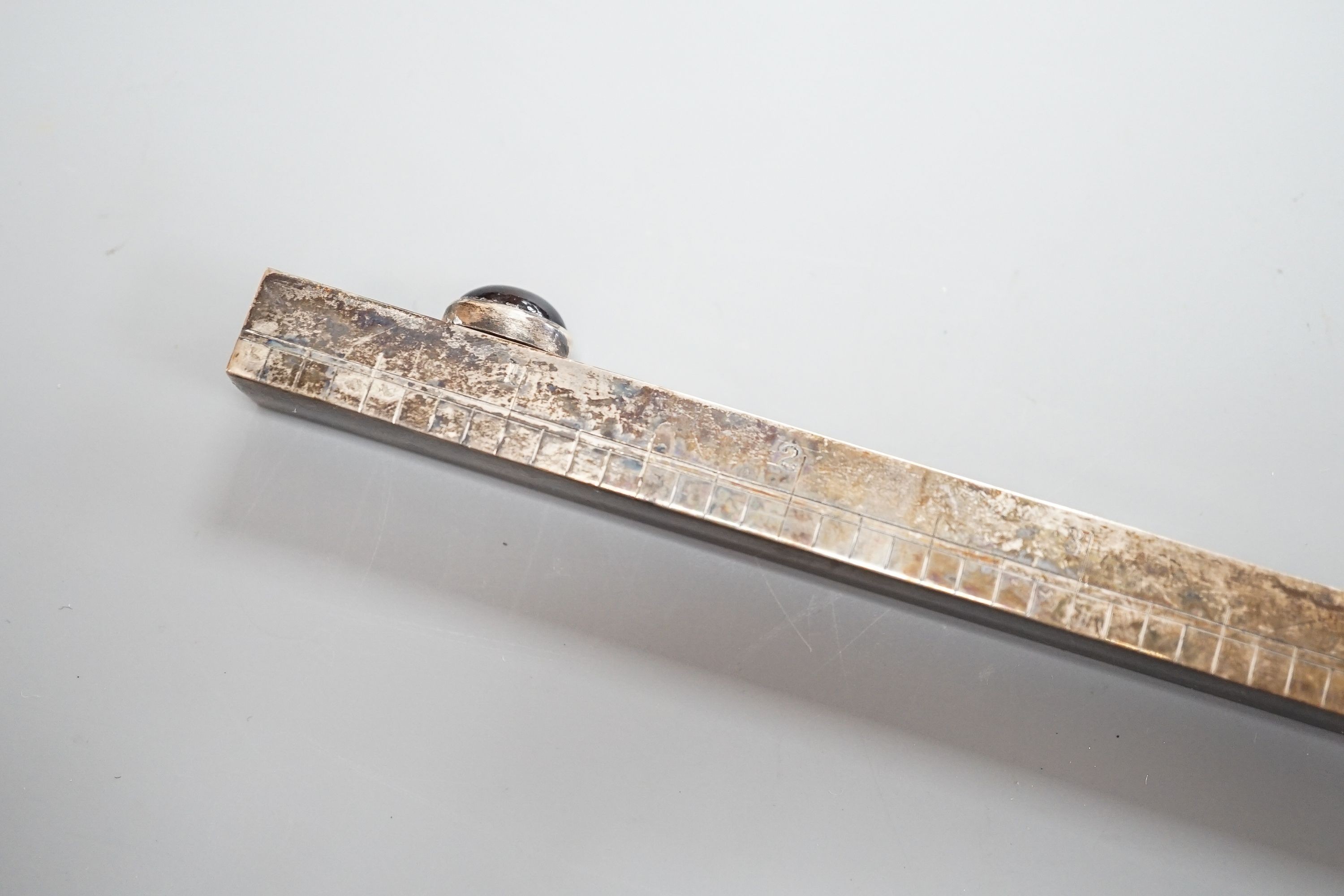 An Edwardian silver combination ruler and double ended propelling pencil, J.C Vickery, London, 1905, 30.5cm.